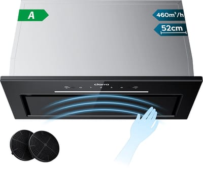 CIARRA VMB5931A - Inbouwafzuigkap 52 cm Afzuigkap 466 m³/u, SensorTouch Bediening& handgebarenbediening, Recirculatie met Koolstoffilter & Luchtafvoer