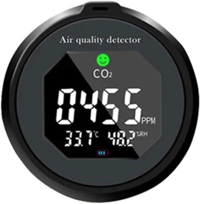 Luchtkwaliteitsdetector - CO2 meter - Gezond Binnenklimaat - Precisie sensor - 12x12x7 cm - Zwart
