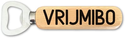 Bieropener - 'VRIJMIBO' - JM WOODS - Perfect Cadeau voor Bierliefhebbers - Stoer en Grappig Geschenk voor Vrienden, Collega's en Speciaal Gelegenheden - Ideaal voor een Borrel of Feest - Handig en Duurzaam Cadeau voor Elke Gelegenheid