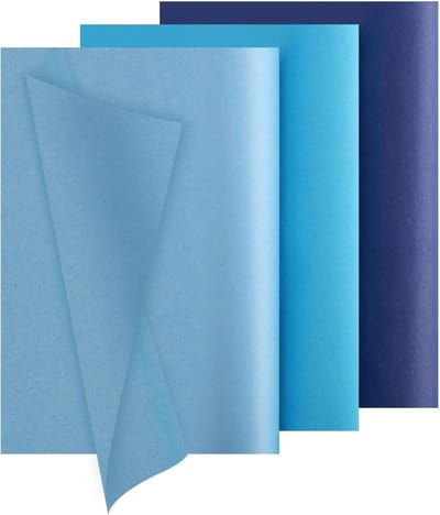 Kleurrijk Blauw Tissuepapier voor Verpakking - 60 Vellen, Geschikt voor Kerst en Verjaardagsdecoratie, 3 Kleuren Gradient Design