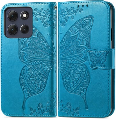 Coverup Hoesje - Geschikt voor Motorola Moto G86 Hoesje - Coverup Vlinder Book Case - Blauw
