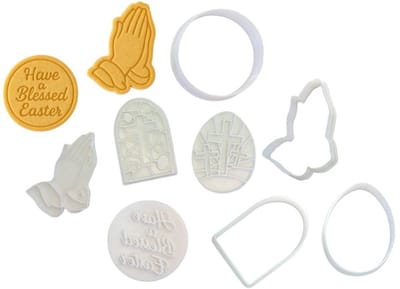 Uitsteekvormpjes Pasen – Koekjes Uitstekers – Uitsteekvormen voor Paasdecoratie – Cookie Cutters - God kruis Jezus - Blessed Easter set van 8 stuks