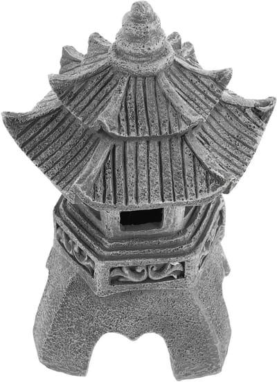 Pagode Lamp - Zonne Lantaarn - Tuin Verlichting - Zen Decoratie - 26 cm Hoog - Grijs