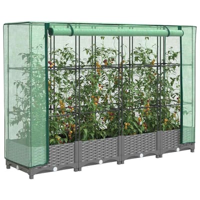 vidaXL - Plantenbak - verhoogd - met - kashoes - 160x40x123 - cm - rattanlook