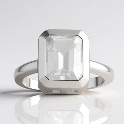 Cavill - Zilveren ring - 925 Sterling zilver gerhodineerd - 3 375 ct witte topaas - Achthoekige trapgeslepen edelsteen - Monosono Collection