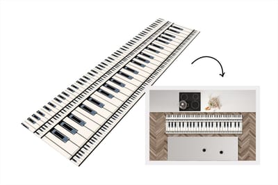 Keukenloper - Loper keuken - Piano - Patronen - Muziek - 200x50 cm - Keukenloper vinyl