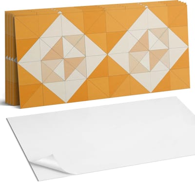 Coloray Plaktegels - Geometrisch ruitpatroon Wandtegel Zelfklevend - 60 cm x 30 cm - Oranje Plaktegels - 6 stuks - Rechthoek PVC Tegels - Plaktegels Keuken - Zelfklevende Vloertegels Badkamer - Vinyl Tegels Zelfklevend - Zelfklevende Wandtegels