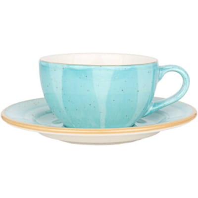 Bonna Aqua - Koffie kopjes & schotel - 250 cc - Porselein - set van 6