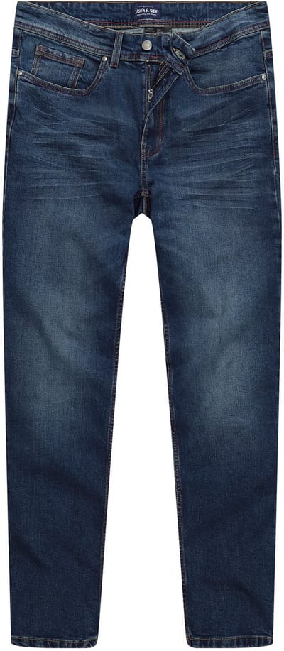 John F. Gee - Heren - Jeans Buik-Fit denim Straight Fit 5-pocket - Donkerblauw denim - Maat 62