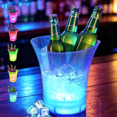 Verlichte ijsemmer van 5 liter met Bluetooth-luidspreker en kleurverandering voor champagne, wijn en bier tijdens feesten en evenementen
