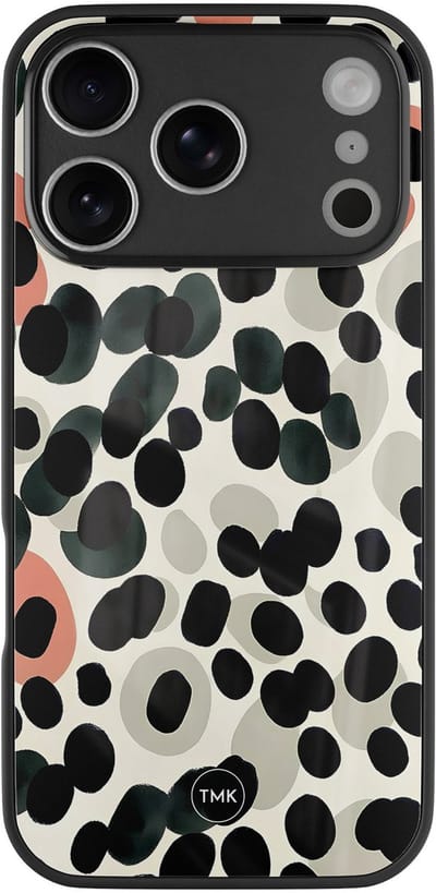 Hoesje geschikt voor Apple iPhone 17 Pro - Modern dots - Multi - TPU luxe case (glossy toplaag) - Gestipt - Hardcase backcover zwart