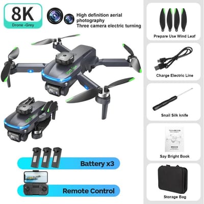 Nieuwe S118 borstelloze mini drone HD ESC drie camera motor optische stroming zweven obstakel vermijden windbestendig quadcopter speelgoed cadeau 3 battery zwart