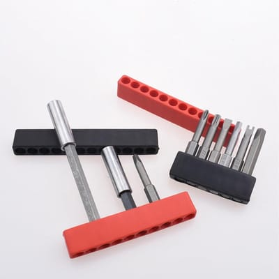 Bit Organizers - Gereedschap Houders - Werkplaats Organiseren - Kleurgecodeerd Ontwerp - 10 Sleuven Per Strip - Zwart en Rood