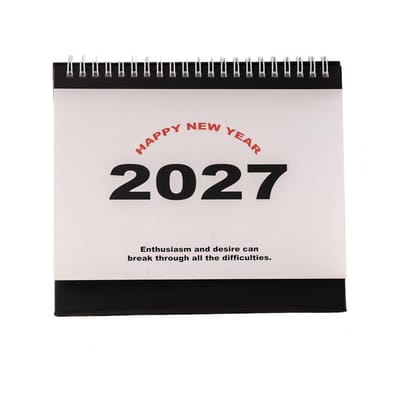 Bureaukalender 2026-2027 – Engelstalige Tafelkalender – Flipkalender met Maandoverzichten – Bureauplanner voor Kantoor, Studie en Thuis – Studenten en Professionals – Zwart – 19 × 16 cm – 1 Stuk