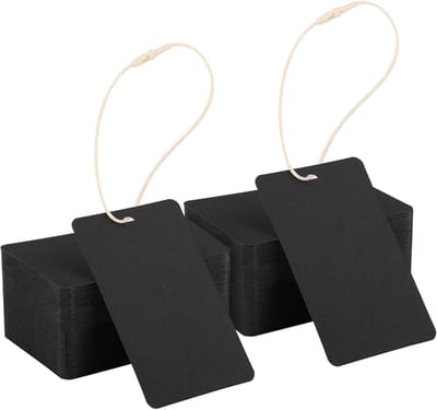 Etiketten en Hanglabels Zwart - 400 Stuks Cadeaulabels 5x8cm van 300GSM Kraftpapier - Rechthoekige Bedrukbare Gift Tags voor Cadeaus en Decoratie