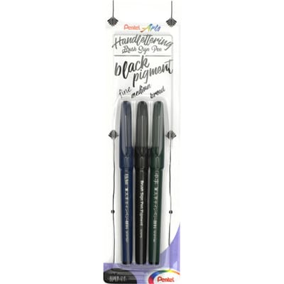Pentel - Brush Set - Black Ink Pigment Edition - set van 3