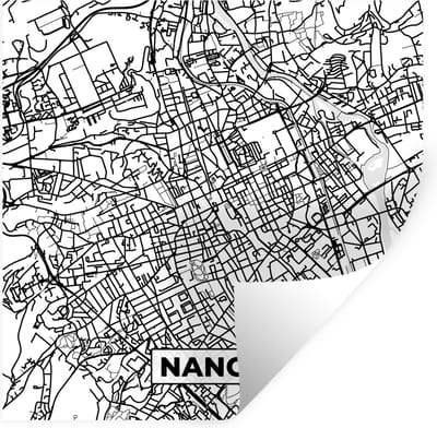 Muurstickers - Sticker Folie - Stadskaart - Plattegrond - Nancy - Kaart - Frankrijk - Zwart wit - 100x100 cm - Plakfolie - Muurstickers Kinderkamer - Zelfklevend Behang XXL - Zelfklevend behangpapier - Stickerfolie