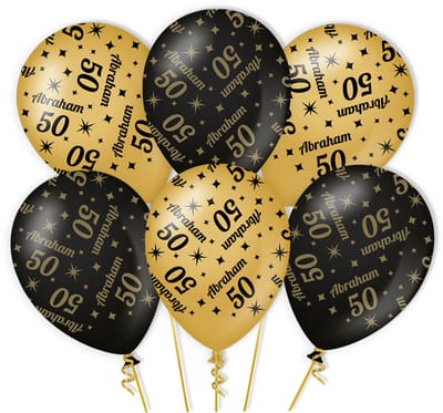 BTH - Helium Ballonnen - 50 Abraham - Goud - Zwart - Ballonnen - Verjaardag - Versiering - Decoratie - Feestartikelen