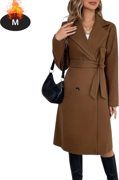 Livano Mantel Dames - Tussenmantel - Jas - Mantelpakje - Trenchcoat - Overjas - Overcoat - Winter - Bruin - M