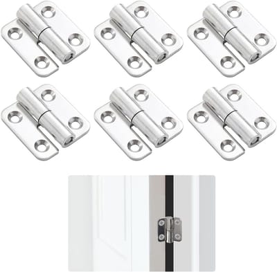 Set van 6 Verwijderbare Scharnieren van RVS, Ideaal voor Binnen- en Buitendeuren, Geschikt voor Houten en Metalen Deuren, Eenvoudig te Monteren