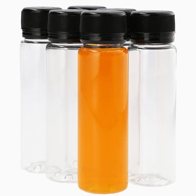 6 x Sapfles Plastic 75 ml - Mini Rond - PET Flessen met Dop- PET Kunststof BPA-vrij - Plastic Flessen Navulbaar - Met Dop - Lege Flessen - 6 stuks