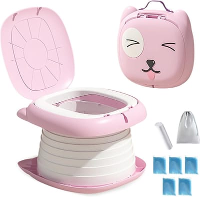 Opvouwbare potjes voor kinderen - Draagbare potjes met opbergtas en vuilniszak - Babypotje klaptoilet - Roze