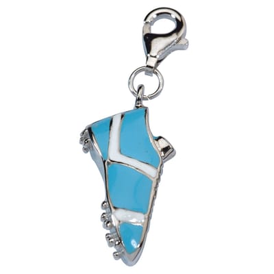 Hetty'S - Voetbalschoen - bedel met clip - Blauw-Wit - 925 zilver