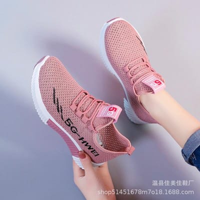 Casual Ademende Kokosnoot Fly Geweven Schoenen Dames Zomer Nieuw Koreaanse Versie Alles-match Student Mesh Hardloopsneakers Tide 40 gray