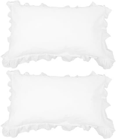 Dailygoods- Kussenslopen met ruches - Katoenen Kussenhoezen - Witte Kussenslopen - Slaapkamerdecor - Ademend en huidvriendelijk oppervlak