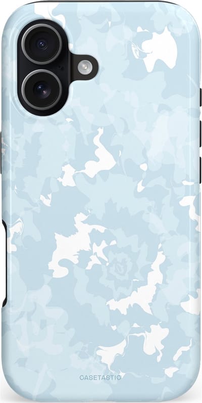 Casetastic hoesje geschikt voor Apple iPhone 17 - MagSafe - Dubbellaagse bescherming - Blauwe wervels - Fashion Case - Wit Lichtgrijs