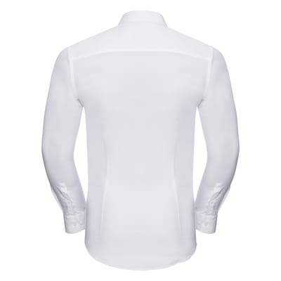 Russell Collection Heren Ultimate Stretch Fitted Overhemd met Lange Mouwen (Wit)