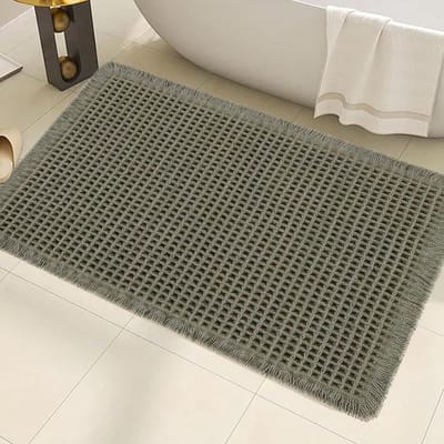 18"x30" Groene Wafel Badmat - Super Absorberend - Antislip - Machinewasbare Badmat met Rubberen Onderkant voor Woonkamer en Badkamer Doormat
