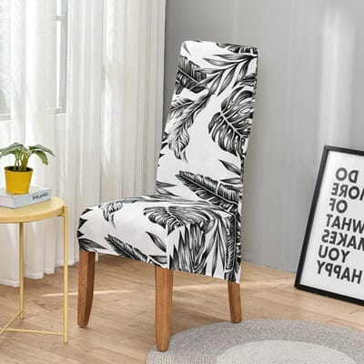 bloemenprint Hoge Rug XL/M Maat Stoelhoes Stretch jurk voor Stoelhoezen voor Eetkamer Bruiloft Banket Woondecoratie Hoes XLarge(60-75cm)
