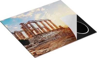 Chefcare Inductie Beschermer Tempel van Poseidon in Athene, Griekenland - 60x50 cm - Afdekplaat Inductie - Kookplaat Beschermer - Inductie Mat