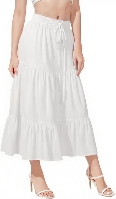 Lange Boho Zomerrok voor Dames, Elastische Hoge Taille Maxi Rok, A-Lijn Casual Strandrok voor Vakantie en Vrije Tijd