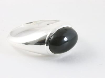 Zilveren ring met onyx - maat 19