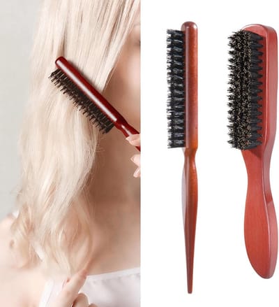 Set van 2 borstels en kam voor wild zwijnhaar, ideaal voor scheren en trimmen van lang, dik, krullend en dun haar en baarden, comfortabel in gebruik en makkelijk mee te nemen