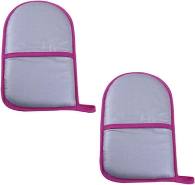 Stoomhandschoenen Set - Strijk Kussen - Kleding Stomen - Hand Bescherming - 26 cm - Zilver en Roze