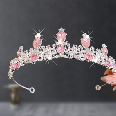 Couronne Tiara pour Enfants Couronne de Petite Princesse Serre-tête d'Anniversaire Filles Accessoires Cheveux en Cristal Cadeau d'Anniversaire gray