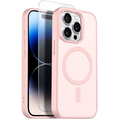 Northjo 2-in-1 iPhone 14 Pro Hoesje – Shockproof, MagSafe + Screenprotector Roze