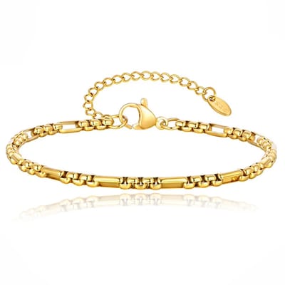 LGT JWLS Stalen Schakelarmband Minimalistisch Dames Goudkleurig