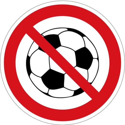 Niet voetballen verbodsbord | gecoat dibond materiaal | 10 cm