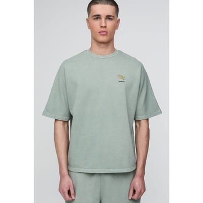 Oversized Gewassen Geborduurd Boxy T-shirt | Forest | Size Medium