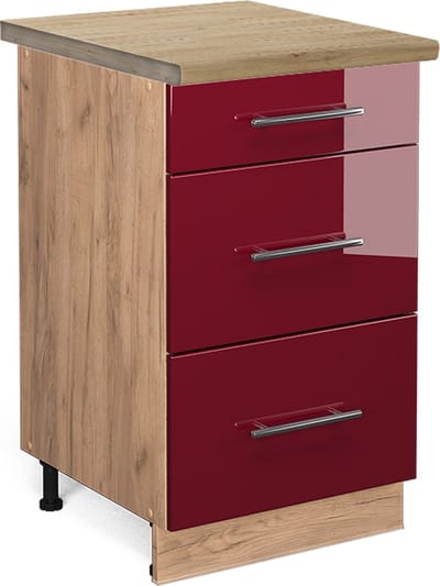Vicco Fame-Line Keukenonderkast – 50 cm, WB Eik Bordeauxrode hoogglans