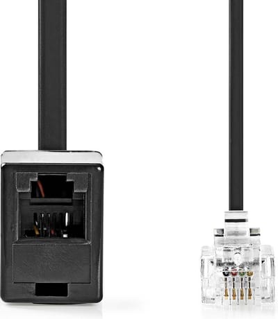 Nedis Telecomverlengkabel - RJ11 Male - RJ11 Female - 10.0 m - Kabel design: Plat - Kabeltype: RJ11 - Zwart - Envelop