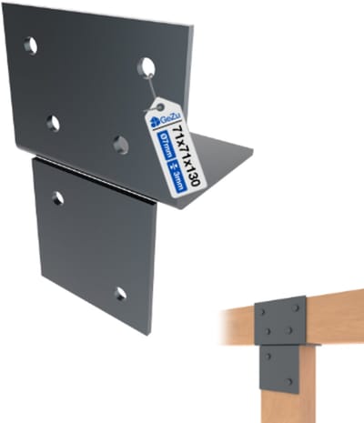 GeZu Impex Houtverbinding T Stuk 71 x 71 mm Antraciet Poedergecoat