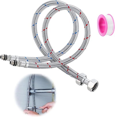 Flexibele Verlengslang voor Armaturen - 80 cm - Dichtingsband - Waterkraanslang 3/8 inch
