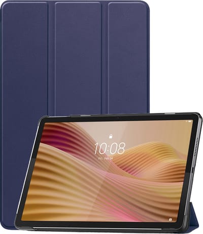 Hoesje - Geschikt voor Lenovo Tab 10.1 inch - Dun & Stevig - Trifold Bookcase - Hard Cover - Hardcover Book Case - Tablet Hoes - Donkerblauw