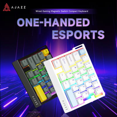 AJAZZ AK029 Bedraad professioneel gamingtoetsenbord, 29-toetsen lay-out met 20 RGB-lichteffecten, volledig hot-swappable, gevlochten kabel