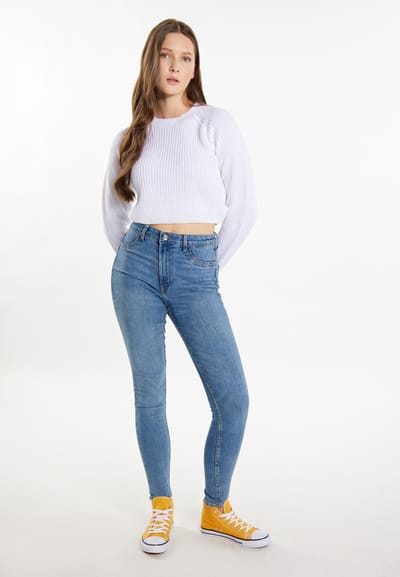Mymo Gebreide cropped trui Dames wit